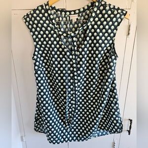 Merona tie blue/green sleeveless blouse Size L